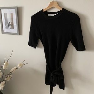 Contemporaine- wrap knit half sleeve sweater - S